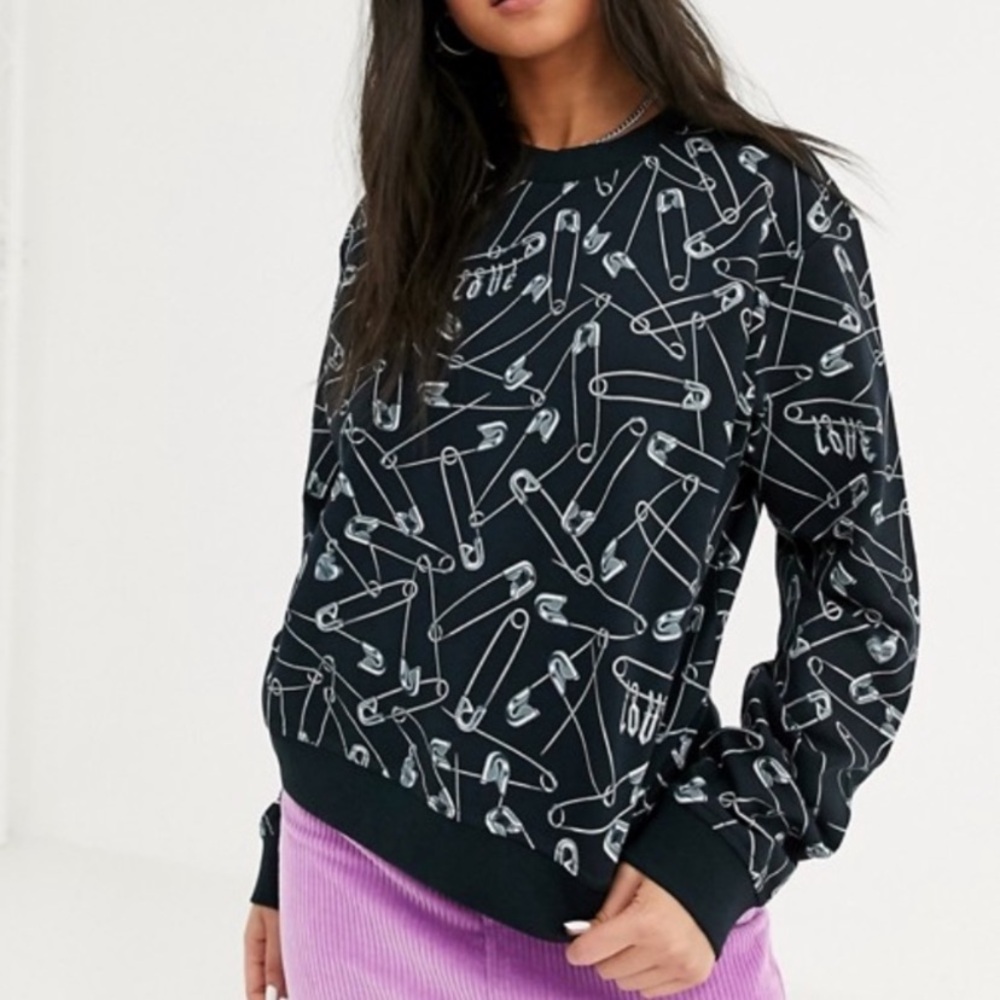 Love Moschino Safety Pin Pullover Crewneck Sweatshirt US 4